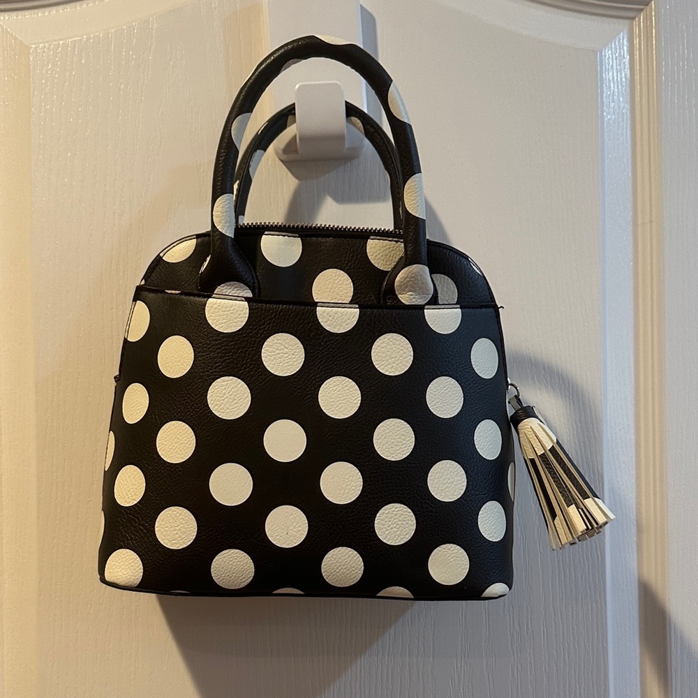 Polka Dot Handbag - Black and White